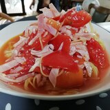 トマトとハムの冷製パスタ